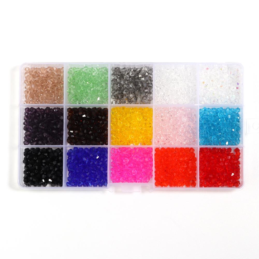 

1 Box 4mm Czech Crystal Bicone Beads Kit Colorful Faceted Glass Loose Beads For Jewelry Making DIY Bracelet Earrings Accessories