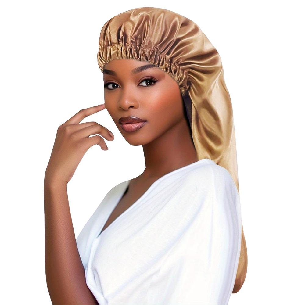 Polyester Sleep Cap Long Length Hair Bonnet Soft Texture Hair Cap Beauty Care