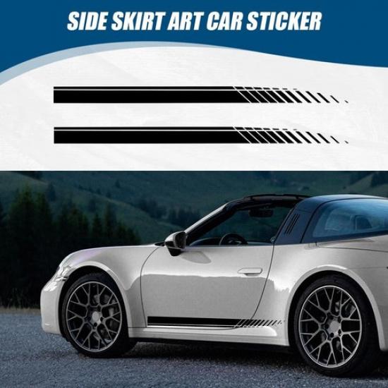 2Pcs Sports Racing Stripe Graphic Stickers, Side Door Vinyl Decals, Black