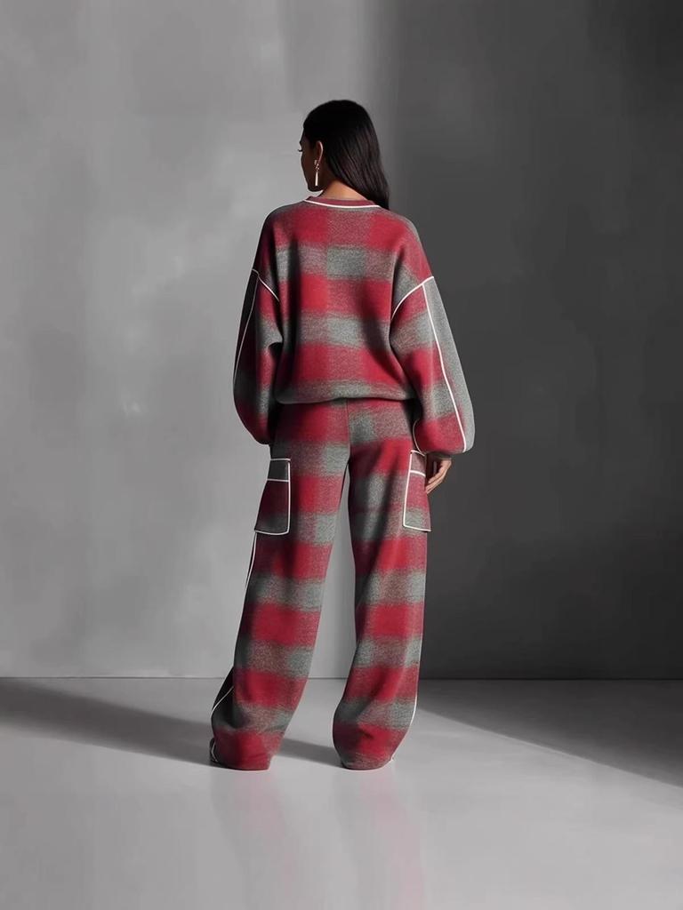 2025 European & American Women's Plaid Ruffled Pantsuit – Distressed Street Style
