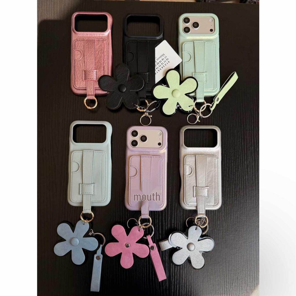 Flower Wrist Strap Card Holder & Coin Purse for iPhone 17 Pro Max/15 Pro/14 Case (Women's)