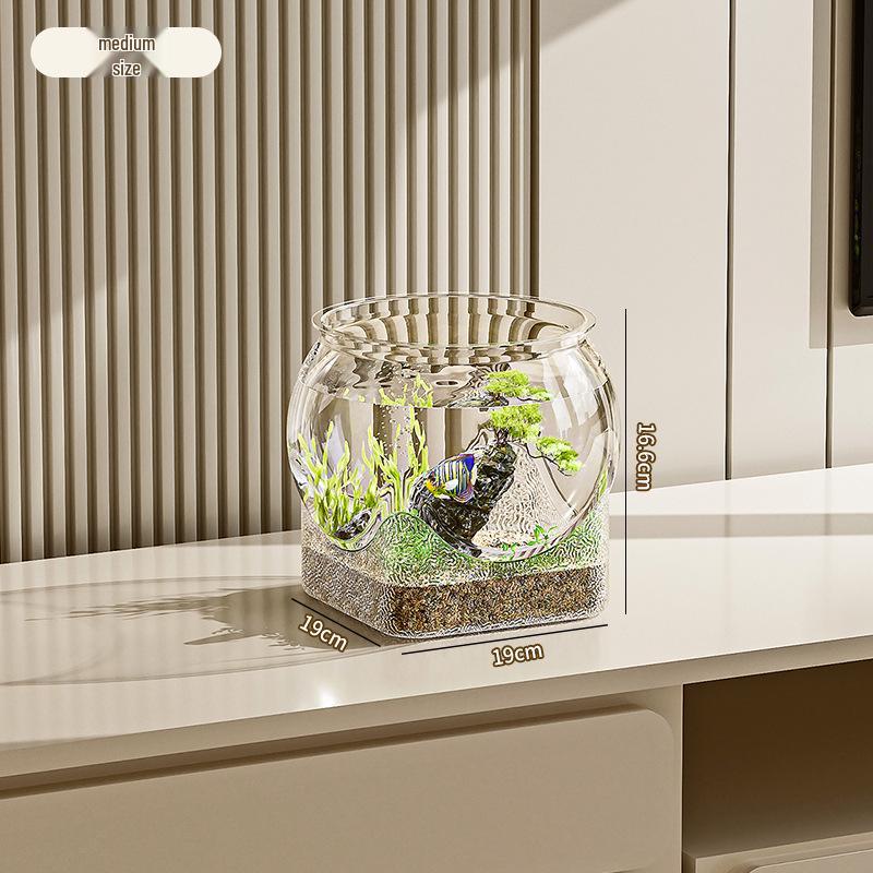 Transparent PET Material Wear-Resistant Desktop Hydroponic Goldfish Tank - Durable and Varied Styles