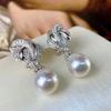 Luxurious 10-11mm Natural Rice Pearls Fashion Drop Earrings 925 Silver Fine Wedding Jewelry for Women