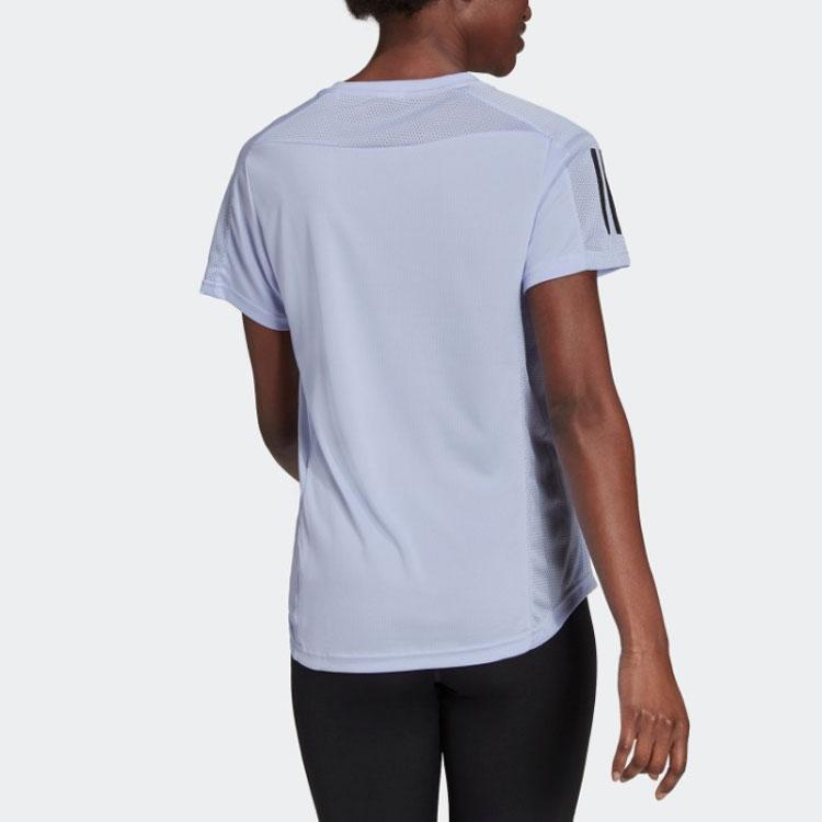 Adidas Logo Print American Vintage Quick-Dry Sports Crew Neck T-Shirt Women Tops Light-Purple H30042