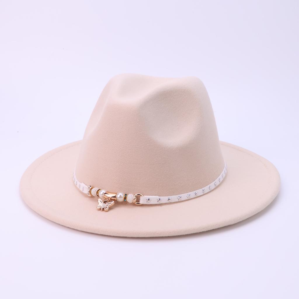 European And American Fashion Flat Top Hat Female British French Celebrity Temperament Felt Hat Autumn And Winter Versatile Warm Jazz Hat