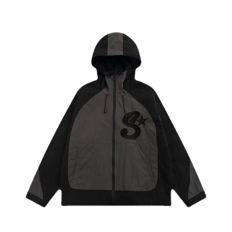 Unisexová trendy větrovka s kapucí v kontrastních barvách - Ležérní a volný střih podzimní bunda