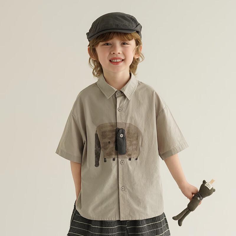 Boy s Animal Pattern Pure Cotton Short Sleeve Shirt 100