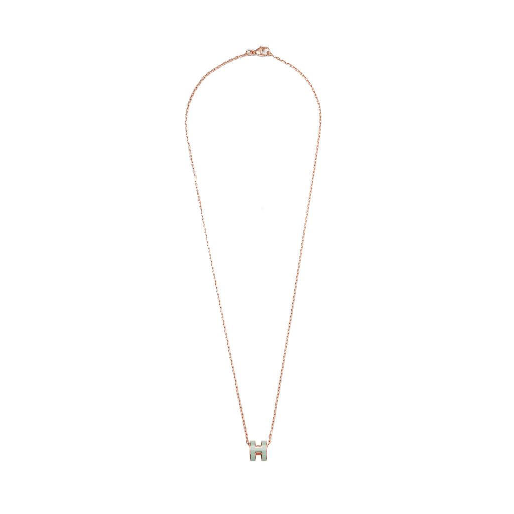 Hermes Mini Pop H Necklace Pendant Bubble Green Women Necklace Rose-Gold H147992FO17