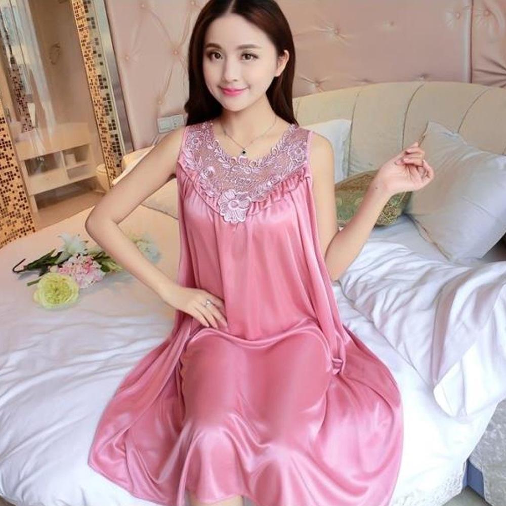 Women Sleepwear Sexy Lingerie Babydoll Silk Robe Dress Nightgown Nightdress