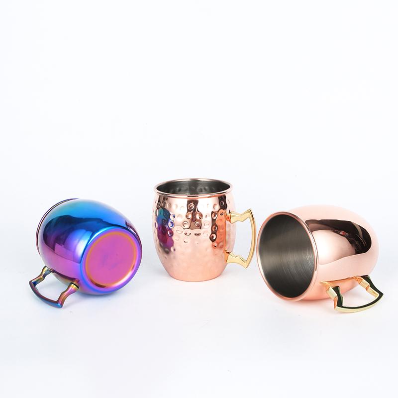 Stainless Steel Wine Cups 500ml Hammered Moscow Mule Mug Moscow Mule Cup Beverage Drinking Cup Beer Mug