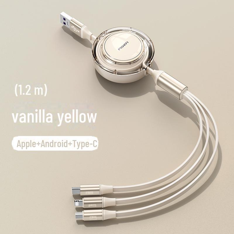 PISEN 100W Retractable 3-in-1 Cable for Apple & Huawei Fast Charging