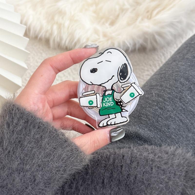 Cute Cartoon Funny Snoopy coffee Phone Case For Samsung S22 S23 S22 S24 S25 S26 Ultra Plus Snoopy Cear TPU Magnetic Cover