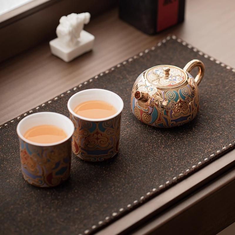 Dunhuang merchandise one pot two cups tea set gilt ceramic Xishi pot high-end tea set gift