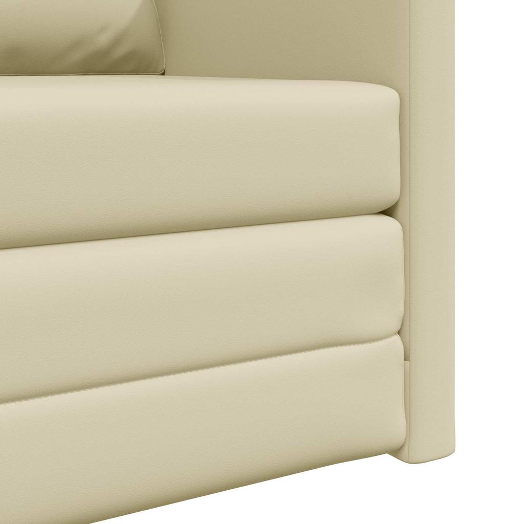 60 Cm Cream Faux Leather Sofa Bed