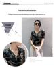 2023 Women's European Slim-Fit V-Neck Mesh Print Mid-Sleeve Pleated T-Shirt