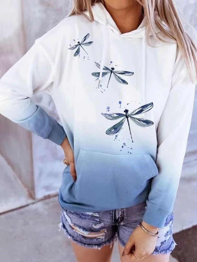Casual Hooded Long Sleeve Loose Pullover Digitally Printed Womens Sweatshirt Trendy Style Comfortable Fit for Daily Outdoor Wear XXXL 2230₽