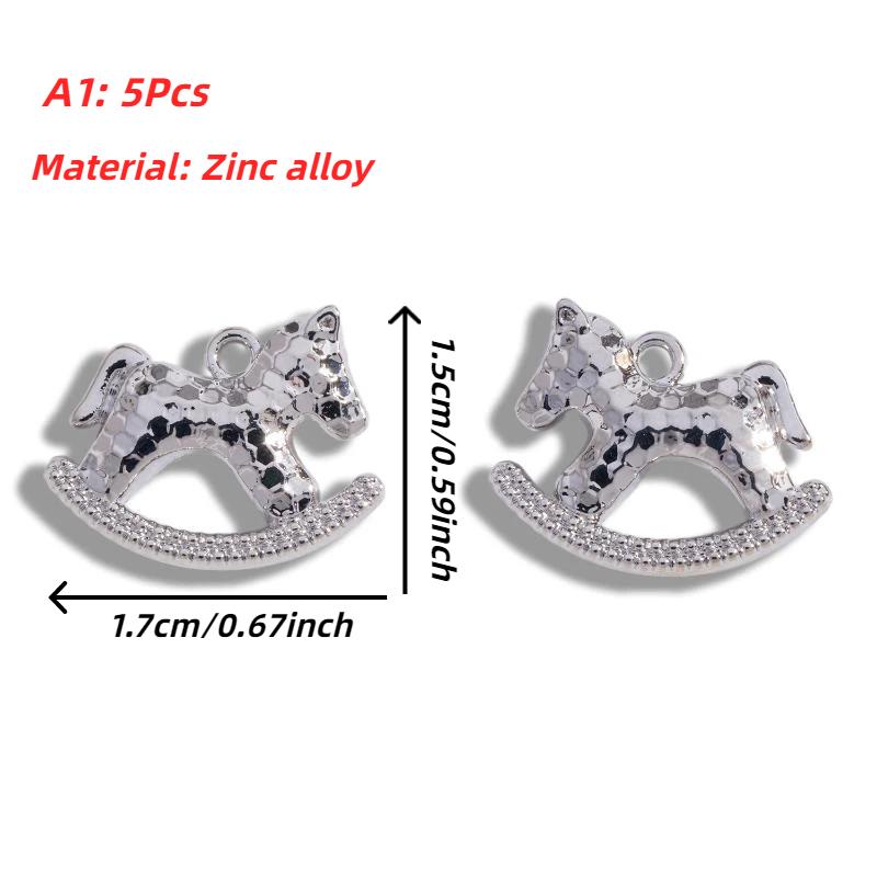 

1/5Pcs Electroplated Rocking Horse Pendant Charms For DIY Necklace Bracelet Earrings Jewelry Accessories Making