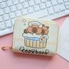 Cute Cartoon Capybara Short Wallet PU Leather Zipper Coin Purse Multi Slot Credit Card Holder Waterproof Storage Bag Key Bag