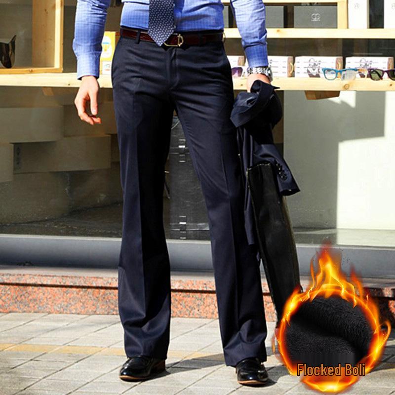 Men's Trendy Wide-Leg Flare Pants - Autumn/Winter Plus Velvet, Loose Casual Style