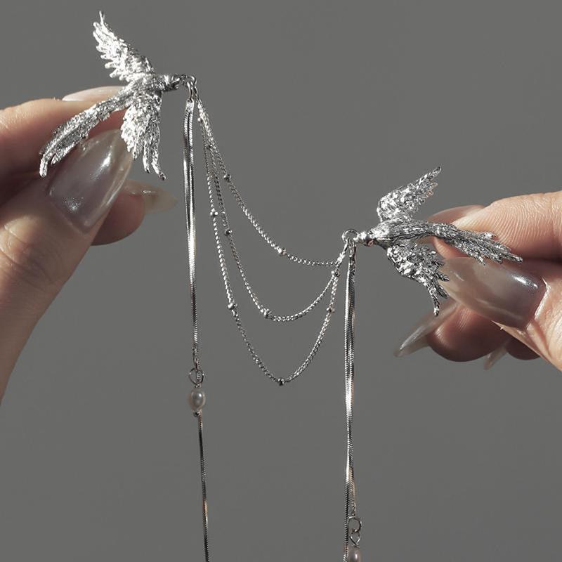 Chinese Style Fire Phoenix Brooch Pins Delicate Long Fringe Brooches For Women Men Animal Bird Corsage Clothes Accessories Gifts