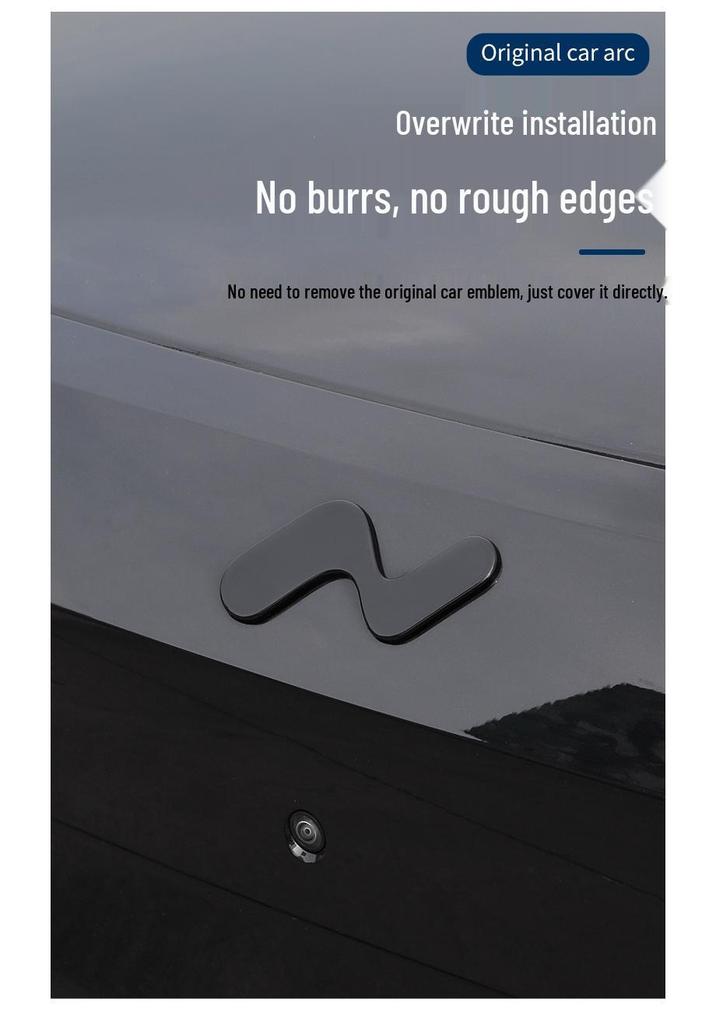 Compatible Black Letter Car Logo Modification for Nio L90 – Hood and Tail Emblem Sticker