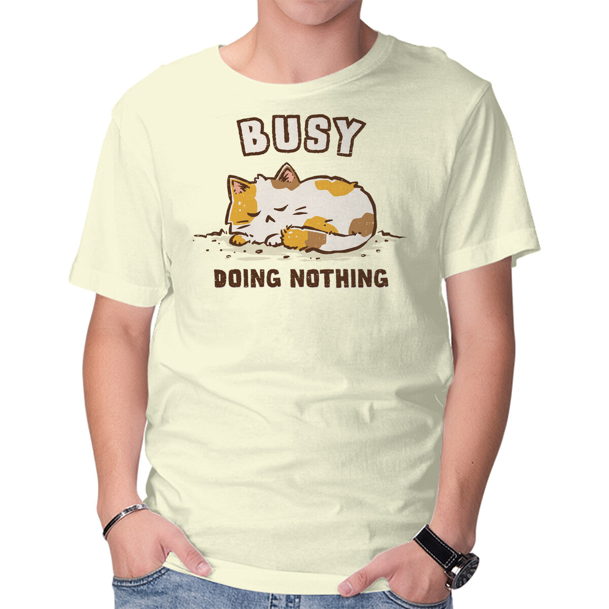 Unisex Crew Neck T-Shirt Busy Doing Nothing Graphic Short Sleeve Casual Tee XXL
