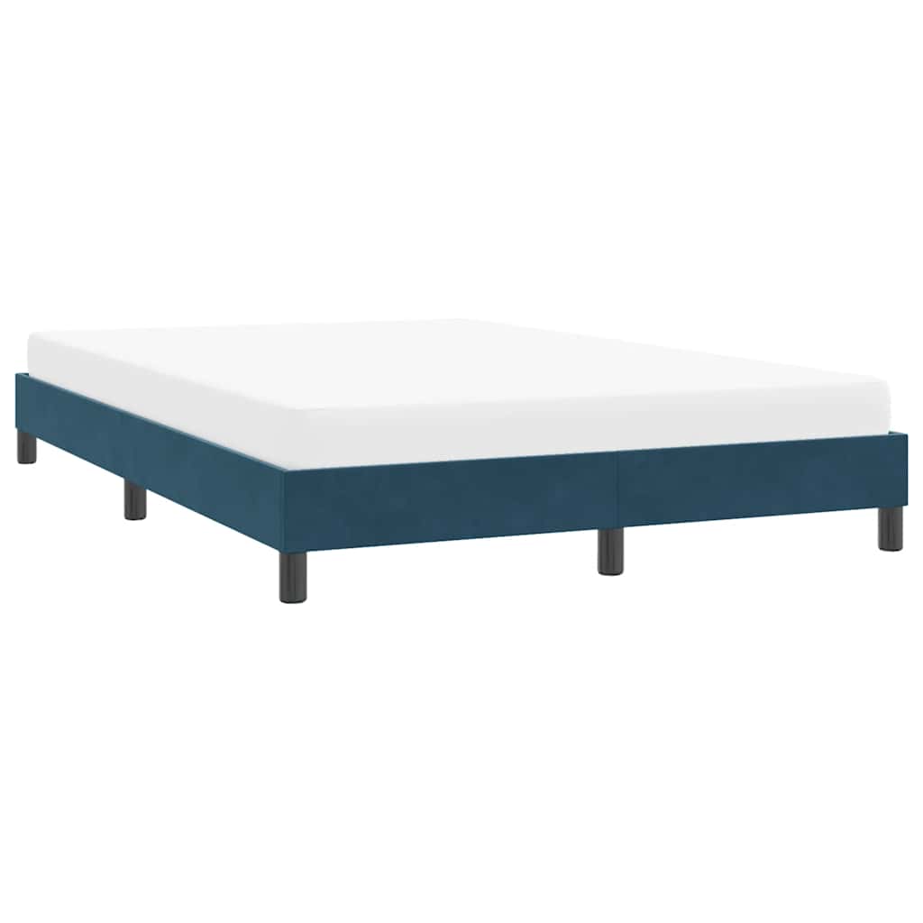 Bed Frame without Mattress Dark Blue 140 x 220 cm Velvet