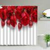 Romantic Rose Shower Curtain Set - Vibrant Red & Purple Floral Designs for Elegant Bathroom Décor, Waterproof & Easy Care