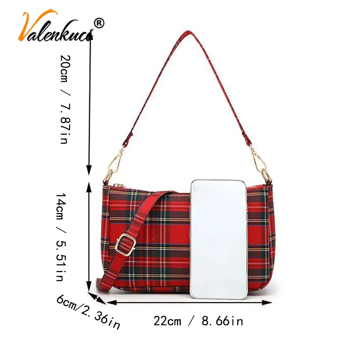 Модные винтажные ретро сумки дизайнерские женские сумки французская клетчатая красная — фото 4