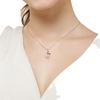 Rose Gold-Plated Rose Quartz Hibiscus Pendant Necklace for Women
