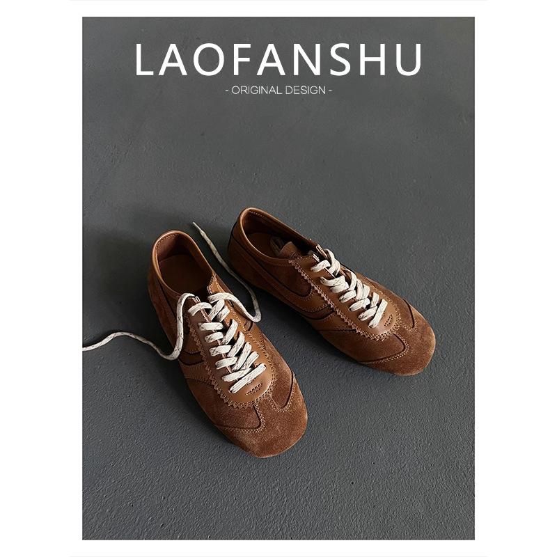 Cowhide Version! Silver Inner Height Increase Niche Moral Training Shoes Lace-up Forrest Gump Shoes Casual Sports Versatile Retro Board Shoes Women