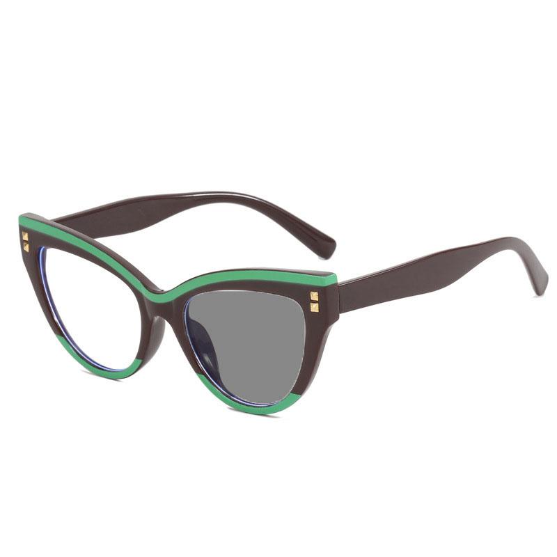 Women Fashion Color Changing Photochromic Reading Glasses Personalized Cat Eye Anti Blue Light Eyeglasses Decorative Sunglasses