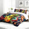 3PC Musical Frog Bedding Set Cute Cartoon Frog Duvet with 2 Pillowcases Mushroom Theme Comforter for Bedroom Or Guest Room