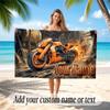 Motorcycle Biker Theme Quick Dry Beach Towel Custom Name Text Print Large Sand Resistant Towel Beach Vacation