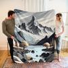 Geometric Mountain And Lake Pattern Fleece Blanket Minimalist Nature Theme Soft Warm Throw Interior Decoration Bedding Cover