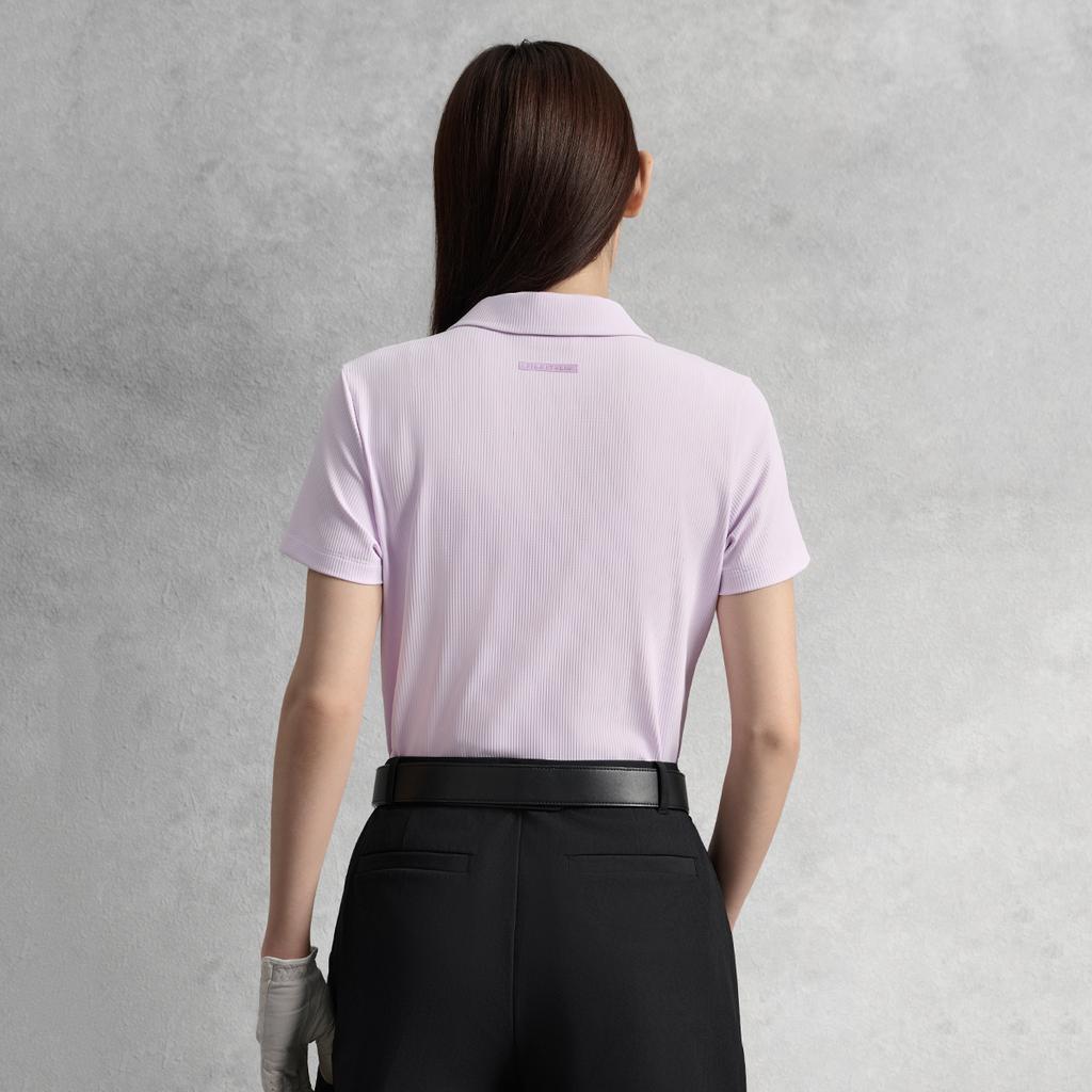 FILA Golf Series Fashion Classic Versatile Cool Breathable Comfortable Sweet Regular Short Sleeve Polo Women tops Cloud-Purple A11W535114FVT