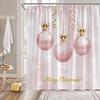 Small Stall Shower Curtain,Merry Christmas Xmas Tree Red Ball Snowflake Twigs Pine Tree Branch Winter Holiday Festival Rusticred