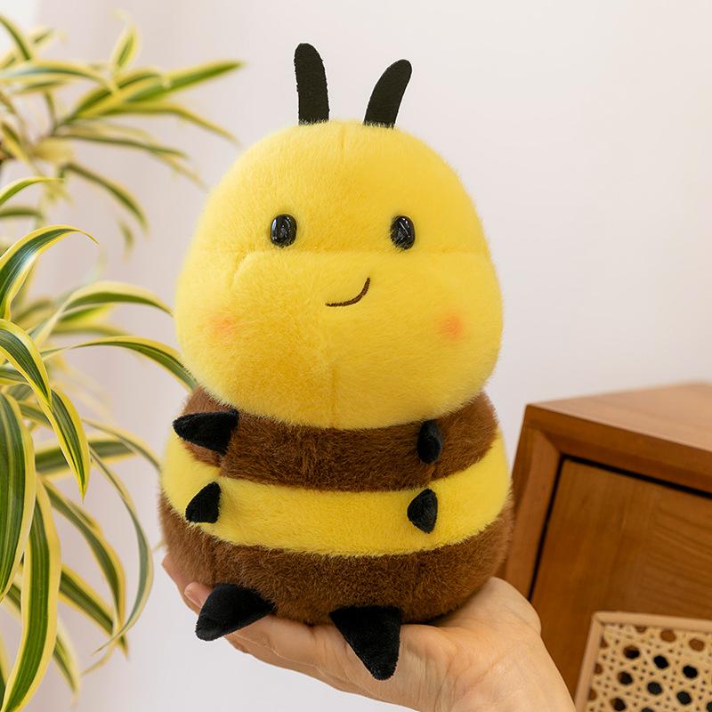 Lovely Bee Plush Toy Kawaii Yellow Cartoon Fluffy Pink Wing Doll Soft Adorable Stuffed Insect Toys Cute Things Birthday Gift