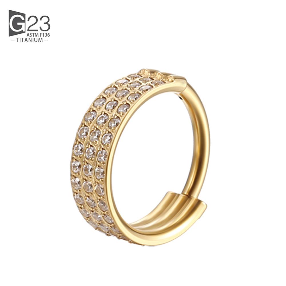 G23 Titan Piercing Doppellagig Dreifach Gestapelt Scharniert Zirkon Nasenring Helix Knorpel CZ Kleiner Knorpel Septum Clicker