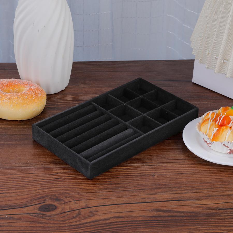 1Pc, Flocking Jewelry Box Jewelry Tray, Color: Black, Bag
