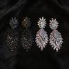 Silver Needle Rhinestone Flower Stud Earrings - Light Luxury Retro Court Style for Women