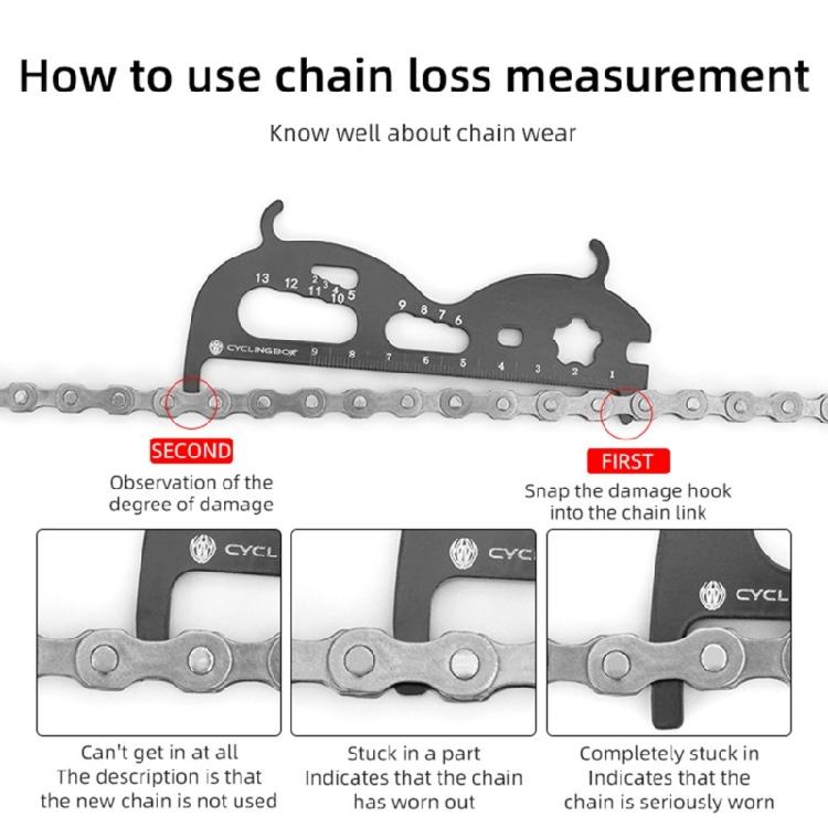 Multipurpose Bicycles Chain Wear Checker Measuring Ruler Tool Test Caliper