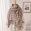 Qianniao plaid autumn and winter warm and cold scarf shawl commuting versatile couple tassel imitation cashmere scarf