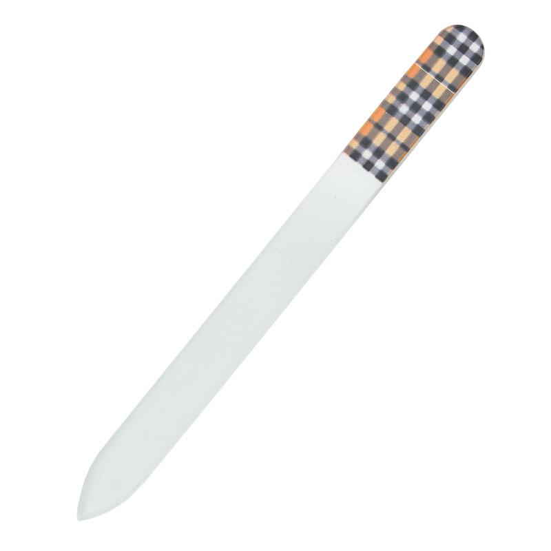 14cm Plaid Glass Nail File for Shaping, Polishing, and Brightening Nails
