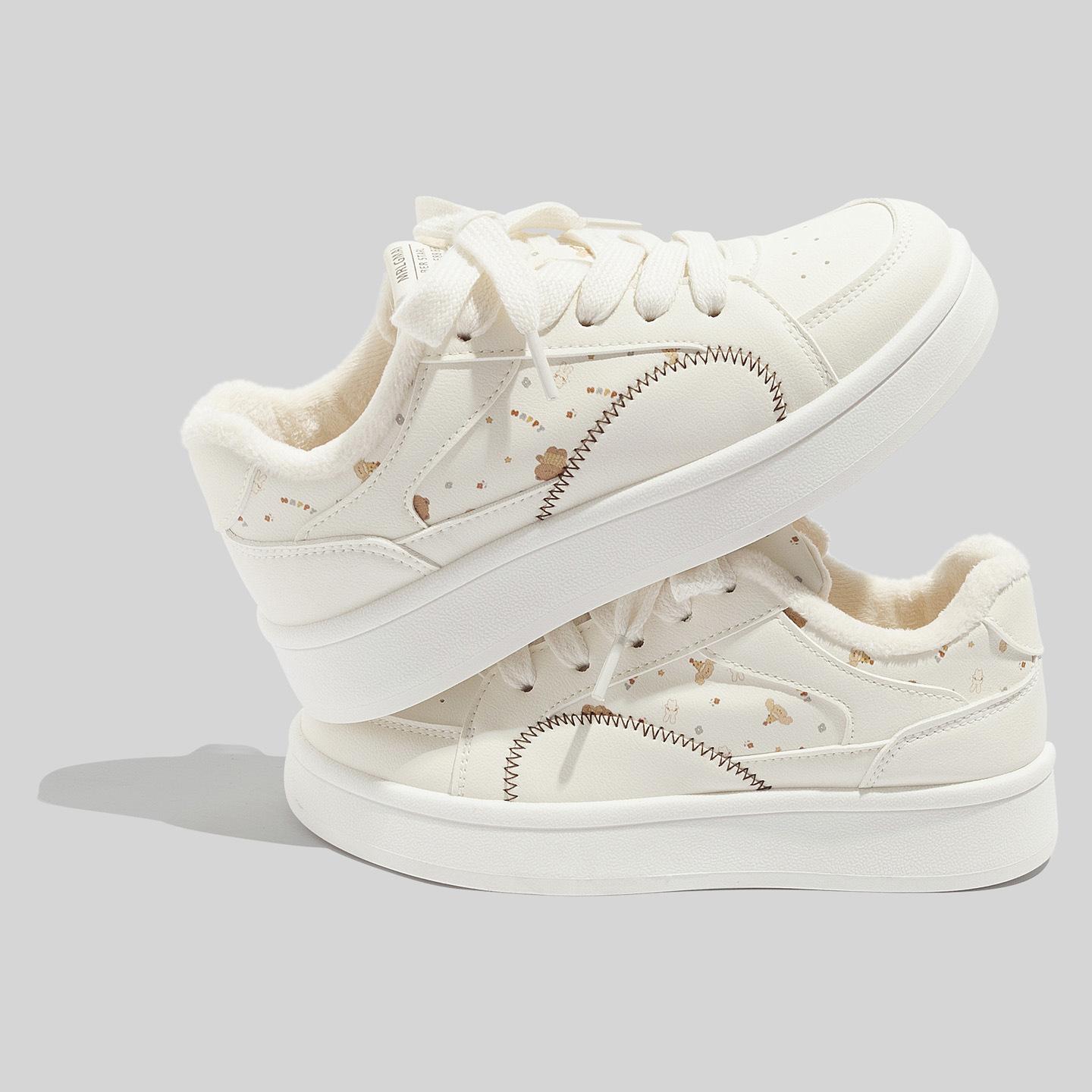 Belle Корейская версия вельветовые белые туфли студенческие модные туфли простые теплые повседневные хлопковые туфли B2323 40