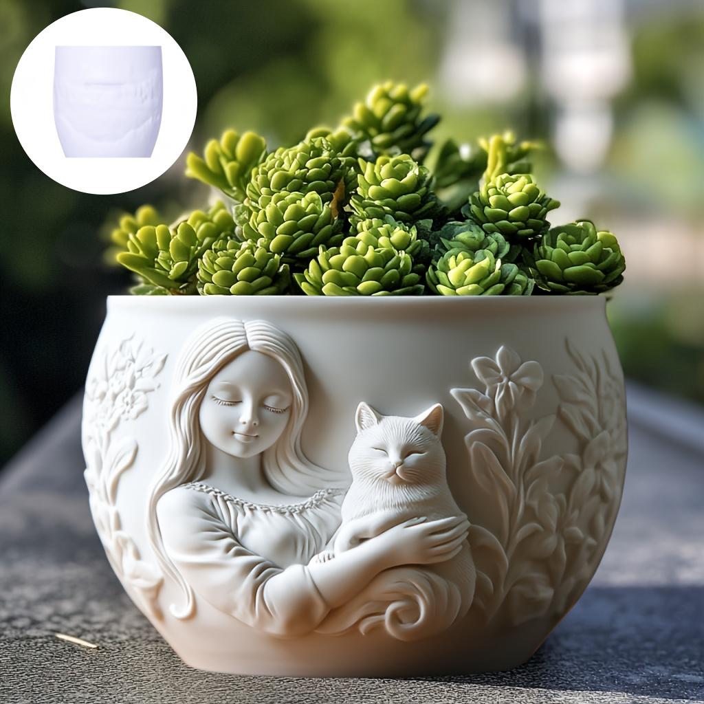 Andělská dívka sukulentní rostlina květináč pryskyřice silikonová forma krásná bohyně úložný box betonová forma dívka svícen sádrová forma