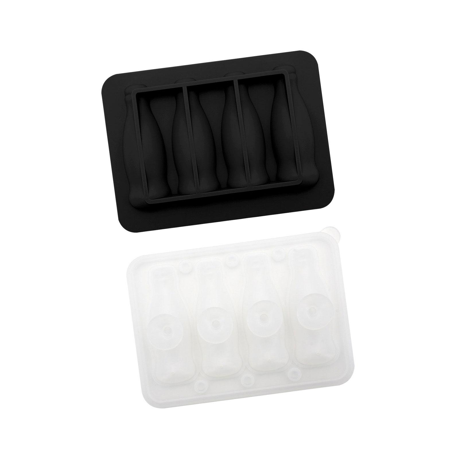 

3D Coke Bottle Shaped Ice Cubes Mold Food Grade Silicone Ice Tray with Lid Practical Popsicles Making Tool for Home Use чёрный