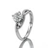 WishKJ Six-Claw Women's Engagement Ring - 1 Carat Simulated Diamond, Eight Hearts and Arrows Cut