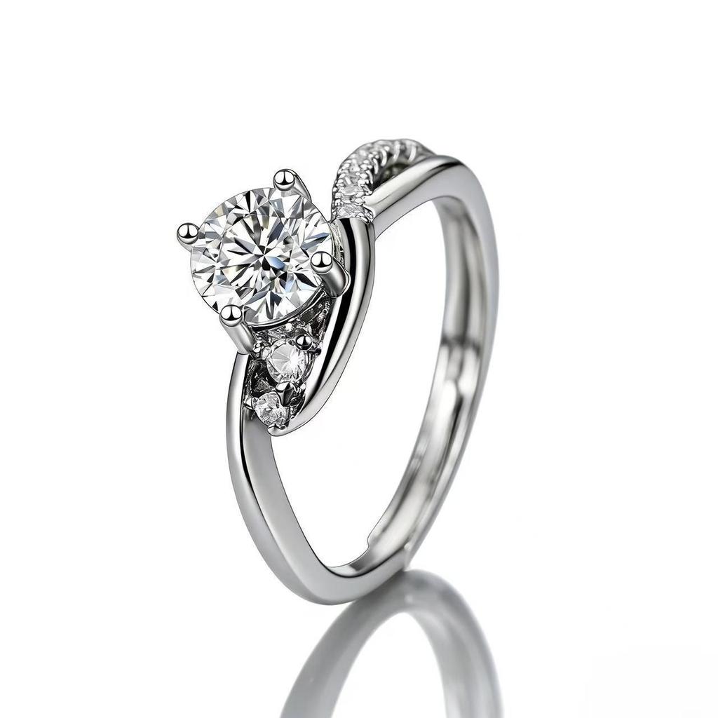 WishKJ Six-Claw Women's Engagement Ring - 1 Carat Simulated Diamond, Eight Hearts and Arrows Cut