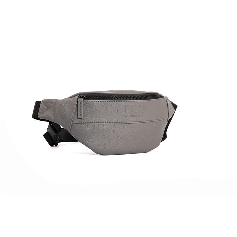 New GUESS Synthetic Leather One Shoulder Crossbody Fanny Pack Sling Bag Regular Men's Black/Dark Gray GSPLD882994BLA